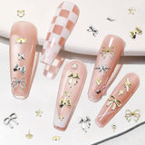 Nail Key Chains 4 Box Set - 48 typer Guld & Silver 3D Nail Key Chains (Fjärilar, Blommor, Pärlor, etc.) + Pincett & Penna - För DIY Gel & Akrylnaglar | Ideal for nail salon and home