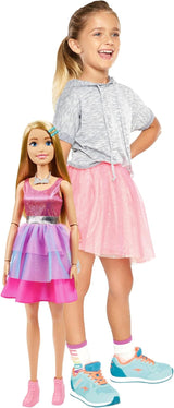 Barbie Extra Large Doll (71 cm) - rosa klänning, blont hår med hårspänne och halsband, present för barn 3+, HJY02 Dolls Naty Shop