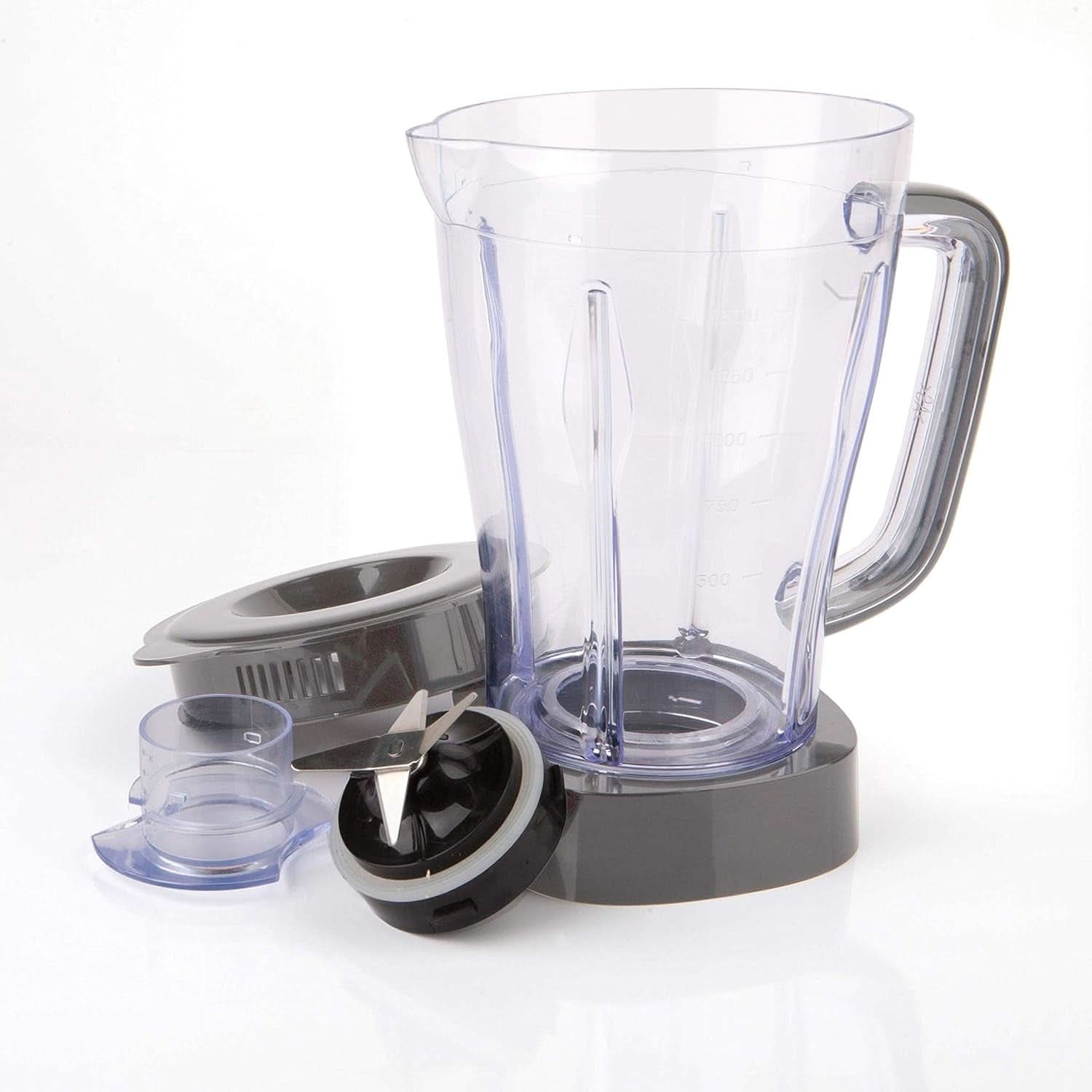 BLACK+DECKER Stativblandare | 500W | 2 hastigheter | Pulsfunktion | Glaskrug | 1,5L | Edelstahlmesser Mit 4 Klingen | Herausnehmbar Und Leicht Zu Reinigen | Weiß Und Grau Kitchen Naty Shop