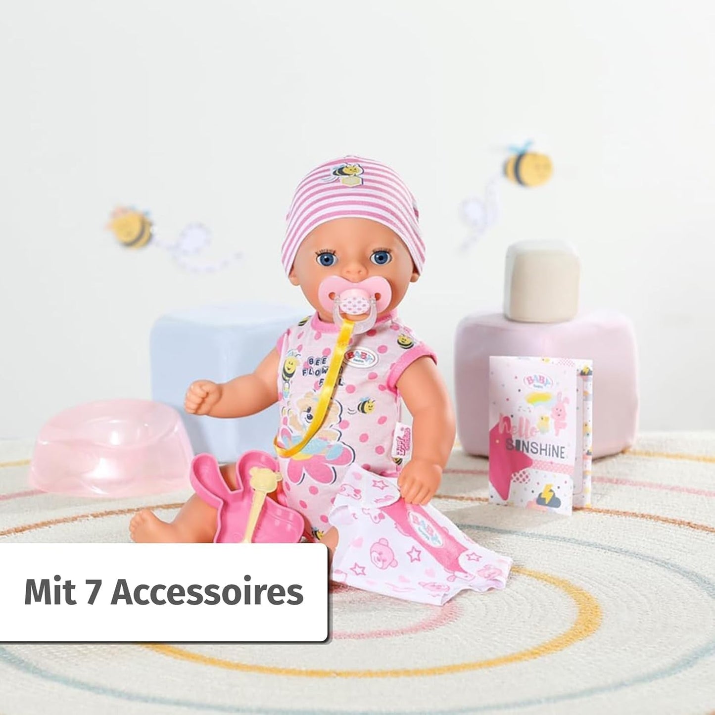 BABY Born Lena (tjej) 36 cm, docka med 7 funktioner för barn från 1 år, fungerar utan batteri, stor docka 36 cm, 834596 Zapf Creation, rosa Naty Shop dockor