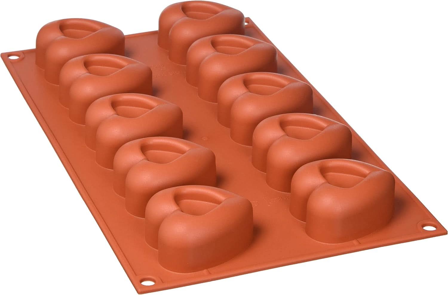 Silikomart 20.036.00.0060 SF 036, Kitchen Heart Naty Shop M (48 x 54 mm, djup 27 mm. Volym: 10 x 45 ml) 10 x Hjärtan med skåra