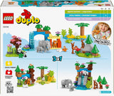 LEGO DUPLO Town Wild Animal Familjer 3-i-1-set, pedagogisk leksak för småbarn med sköldpaddor, tigrar, elefanter, rådjur, pandor, set för förskolebarn från 2 år, Byggleksak med djurfigurer 10446 Byggset Beuche den LEGO-Store