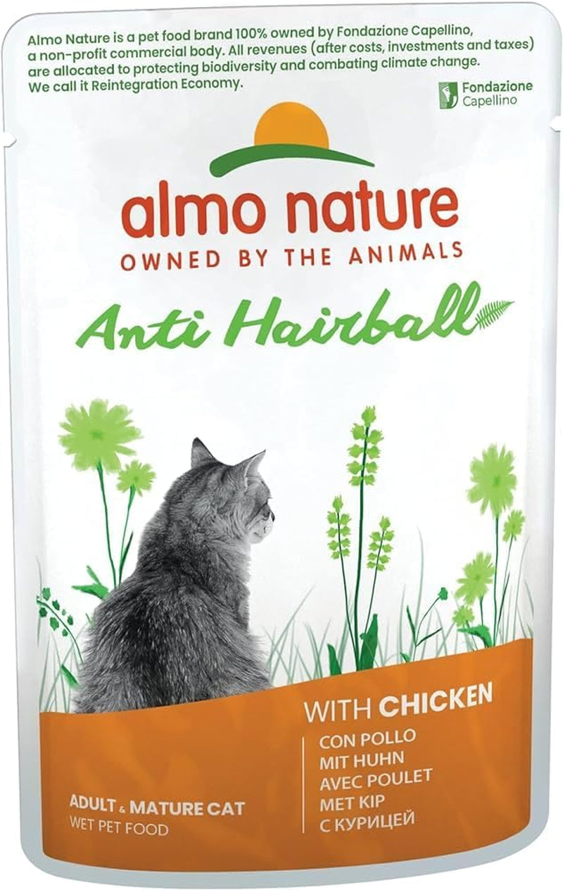 Almo Nature Functional - Anti-hårbollar - Våtfoder för vuxna och mogna katter - med valpar - Motverkar bildning av hårbollar - 70 g (förpackning med 30)