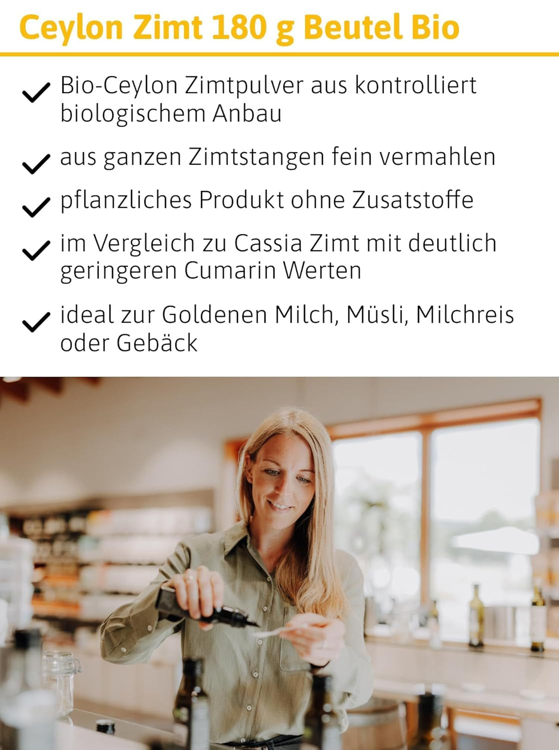 - BIO Ceylon Zimt | Ceylon Zimtpulver aus kontrolliert biologiska anbau | Zimtpulver fein vermahlen aus ganzen Zimtstangen. Perfekt för Müsli, Milchreis, Gebäck uvm. | Innehåll: 180 g