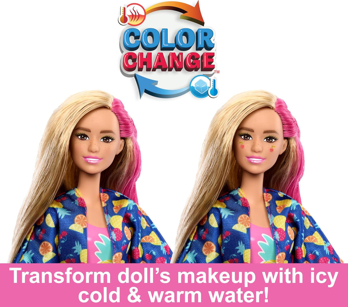 BARBIE Pop Reveal Rise & Surprise Present Set - 15+ överraskningar inklusive 1 Barbie-docka, strandtillbehör för lekfullt och fruktigt skoj för barn från 3 år och uppåt, HRK57