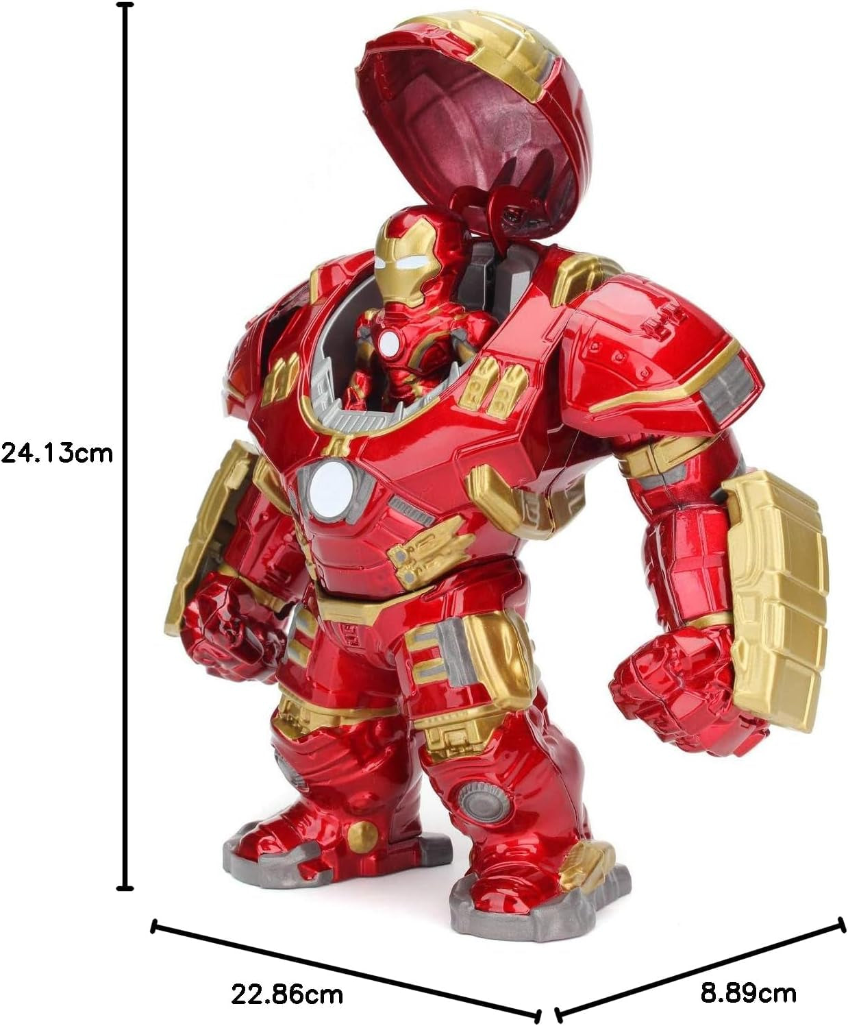 Jada Toys Marvel Figure Hulkbuster & Ironman, Öppen och stängd hjälm, Samlarfigurer, Set, Die-Cast, Röd, Storlek: 6 tum Hulkbuster & 2 tum Ironman Actionfigurer Naty Shop