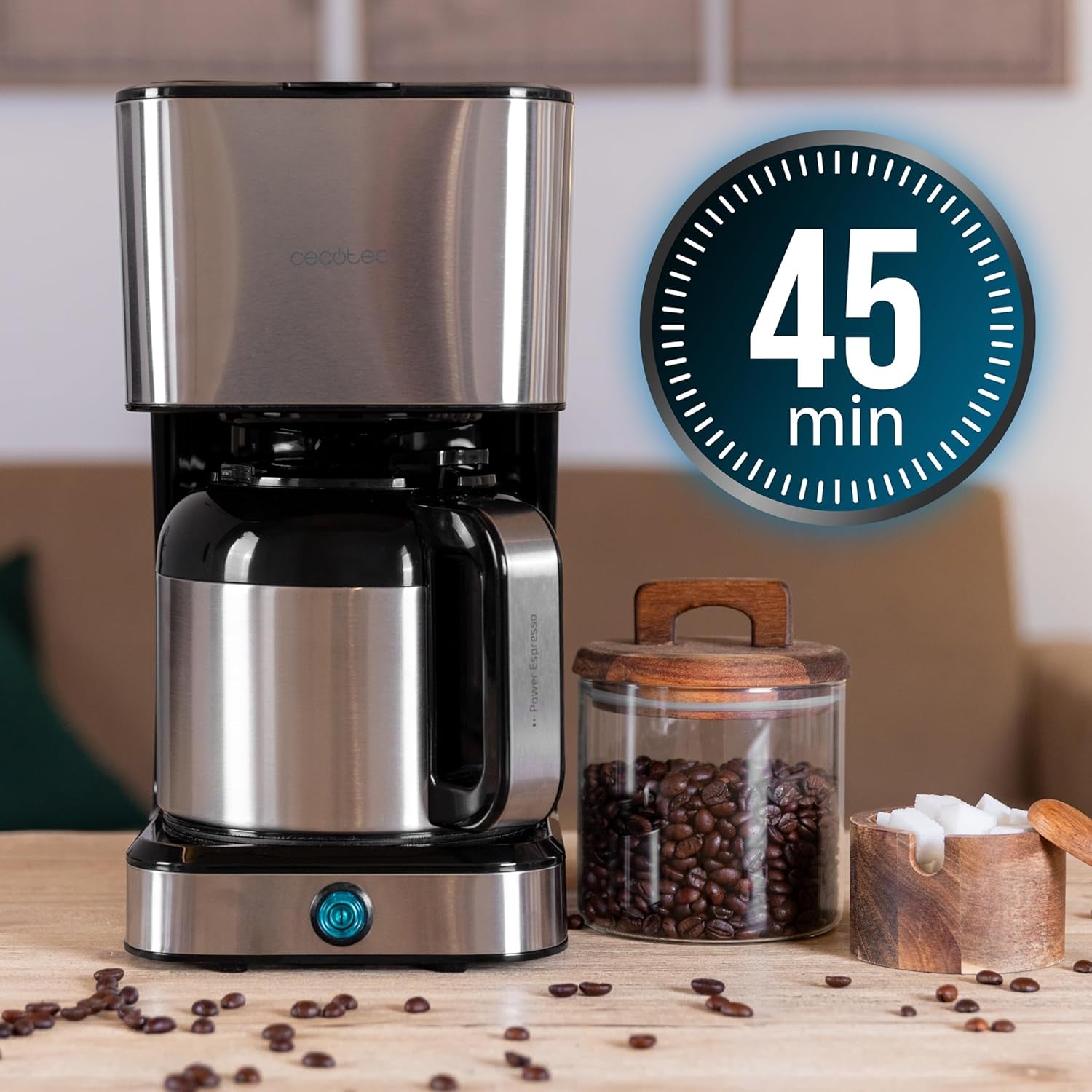 Cecotec Coffee 66 Drop & Thermo dropp kaffebryggare, 950 W, 1,2 L, 10 koppar, ExtremeAroma-teknik, anti-droppfunktion, vattennivåindikator, återanvändbart huvudfilter, överhettningsskydd