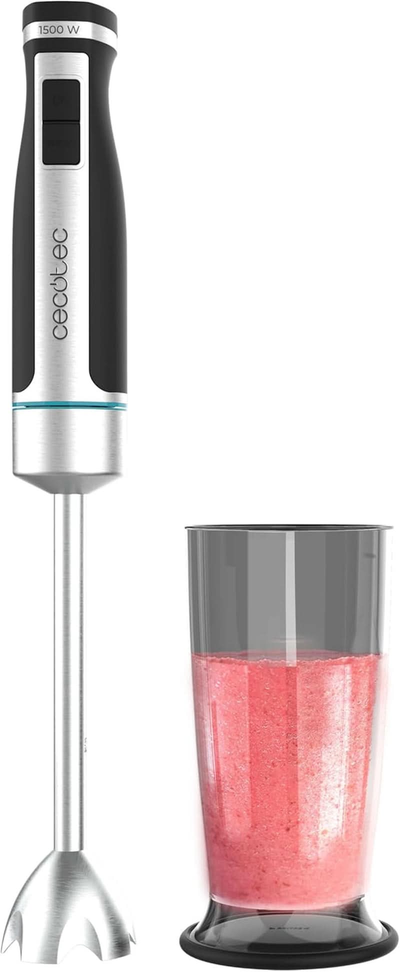 Cecotec Hand-Mixer Powergear 1500 - Klingen Aus Titanium Beschichtung, 21 Geschwindigkeitsstufen, 1500 W, Inklusiv Glas Mit Deckel. (Schwarz Und Edelstahl, XL) Kitchen Naty Shop 1 Zubehör