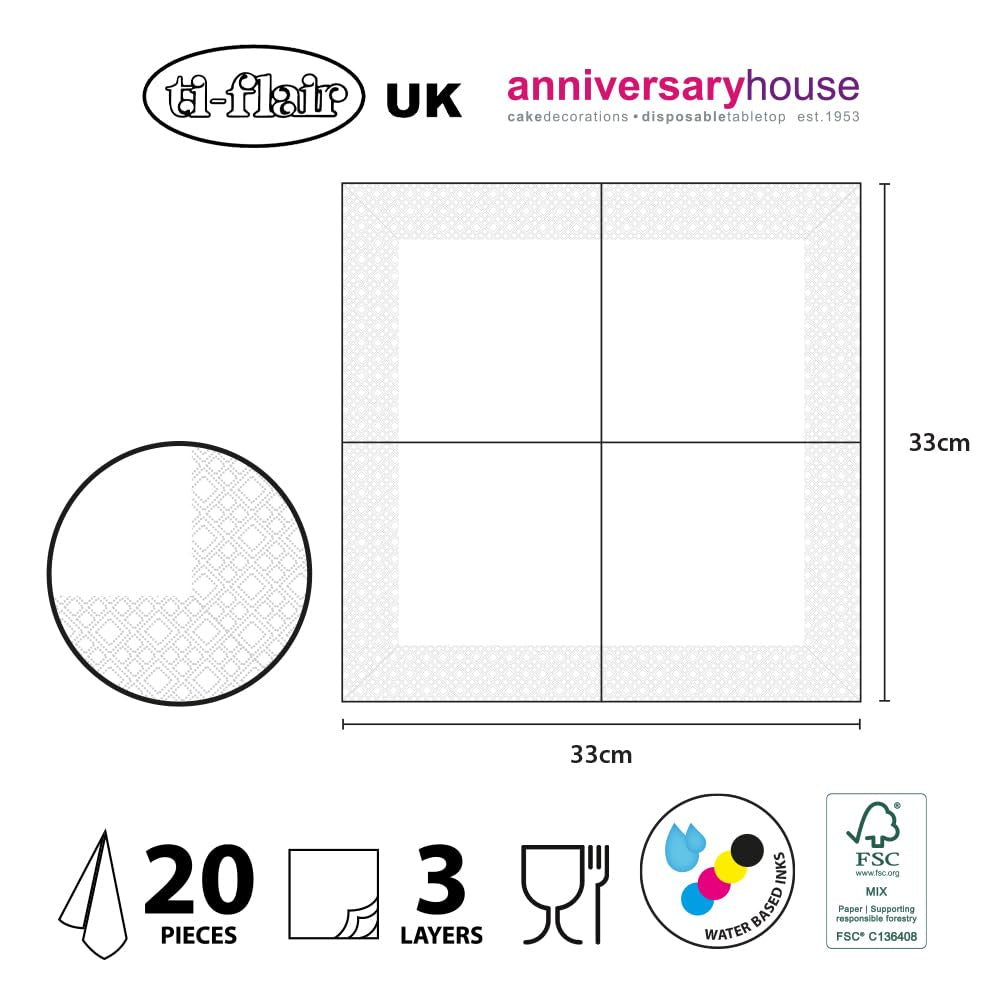 Anniversary House Tiflair Lunchservetter, Leopardtryck, 3 Ply, Multicolor, 33 Cm