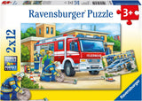 Ravensburger Pussel för barn - 07574 Polis och brandkår - Pussel för barn från 3 år, med 2X12 bitar Pussel Naty Shop 07574 Polis och brandkår