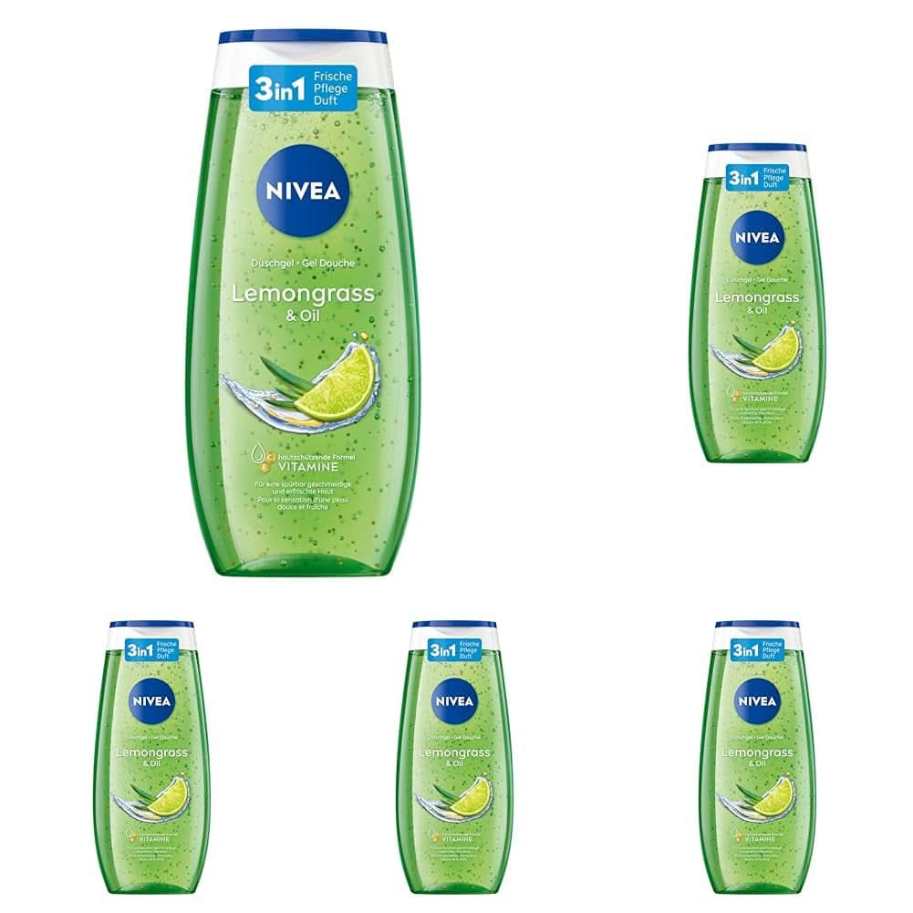 NIVEA Lemon Grass And Oil duschtvål, 250 ml dusch och bad Naty Shop 5 st x 250 ml