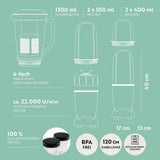 Gourmetmaxx Mr Magic Blender, Smoothie Maker med Xxl Naty Shop tillbehörspaket
