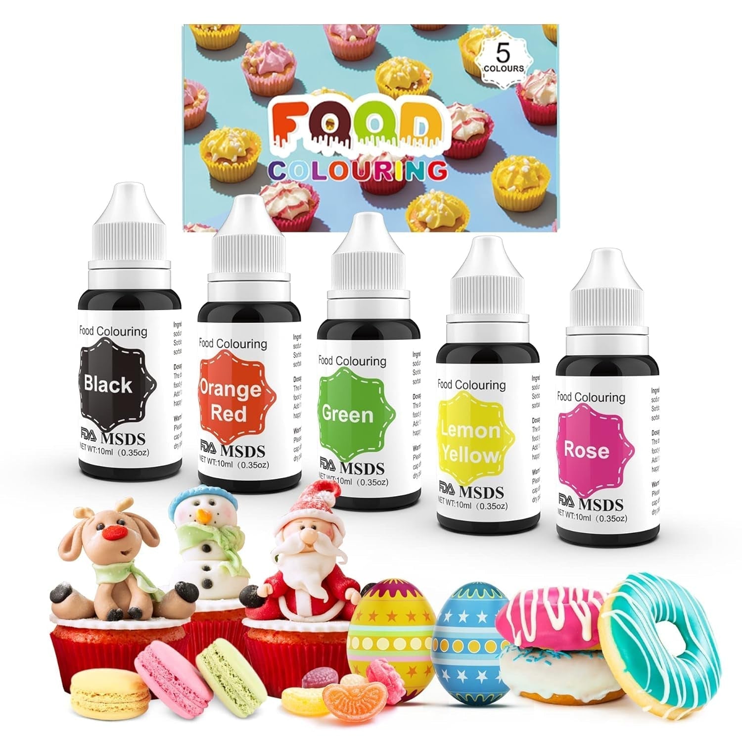 Matfärgning 9 x 10 ml, flytande matfärgning - Matfärgningsset för att dekorera kakor, macarons, munkar, fudge, glasyr, gör-det-själv-tvålar, glass, tvålfärg, spraypistolfärg