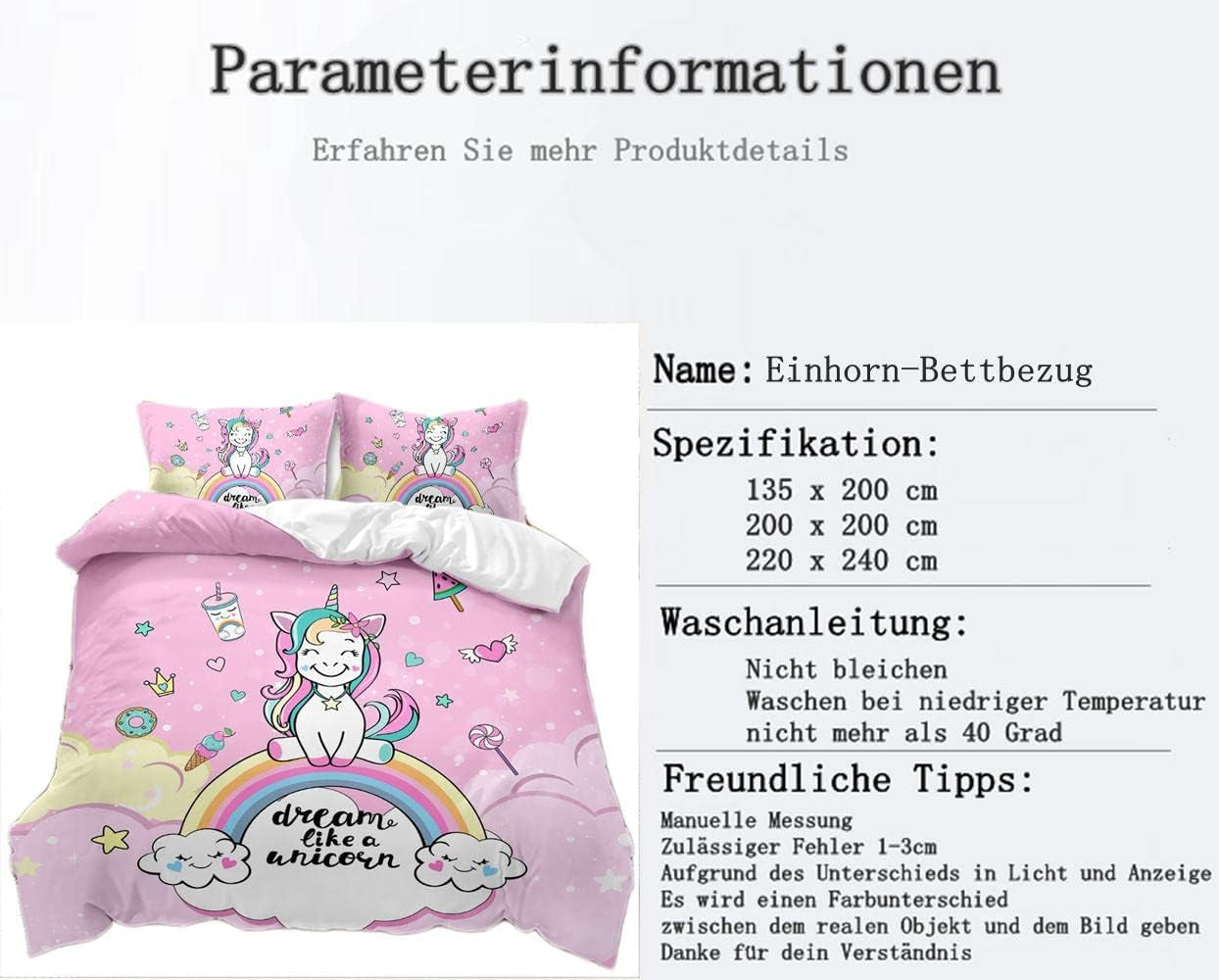 Sängkläder för tjejer, Unicorn, 2 örngott Sängkläder - barn Naty Shop