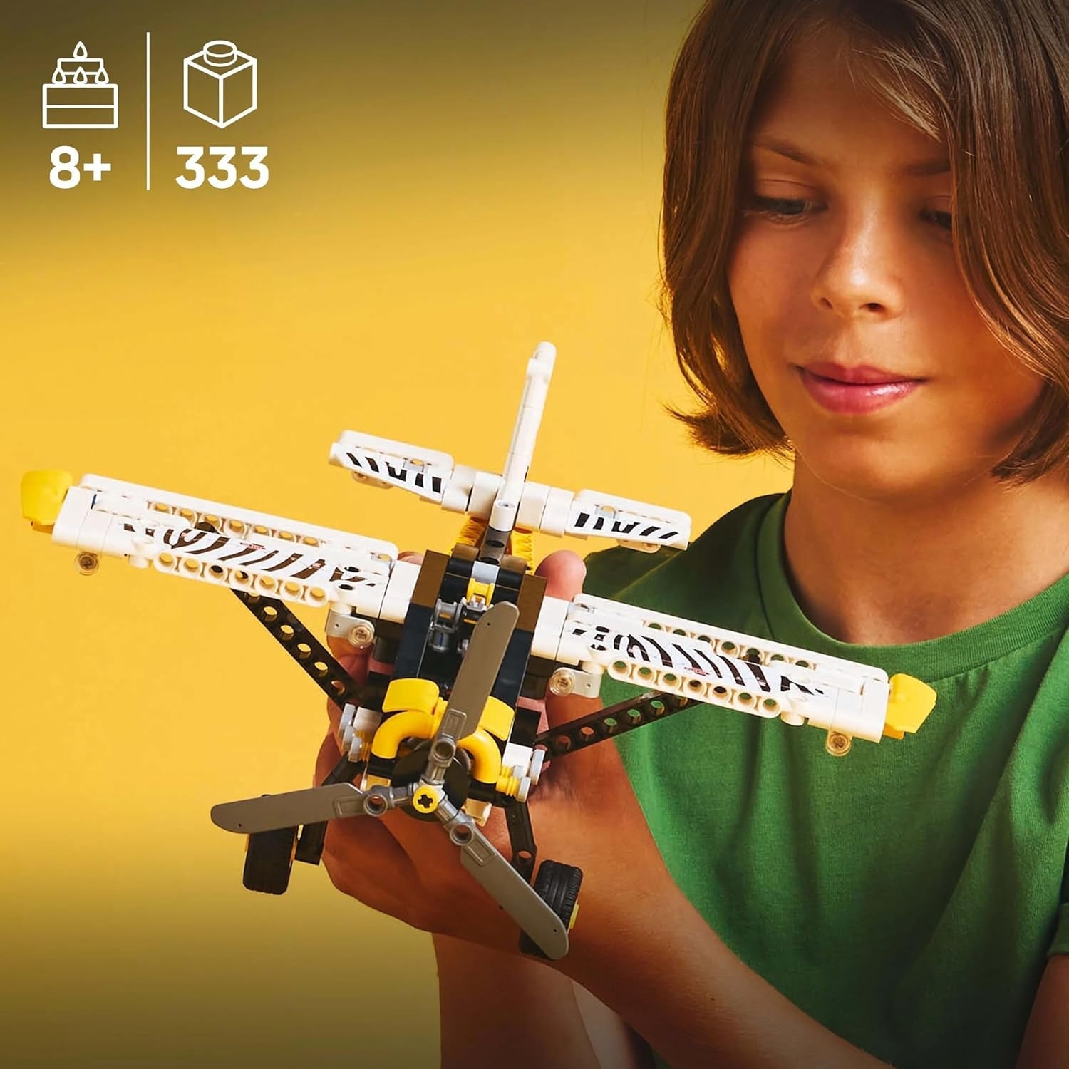 LEGO Technic Propeller Flygplan Byggleksak för barn Present för pojkar och flickor 8 år gamla 4-cylindrig kolvmotor Roterande propeller Flygplan modell 42198 Byggset Besuche den LEGO-Store