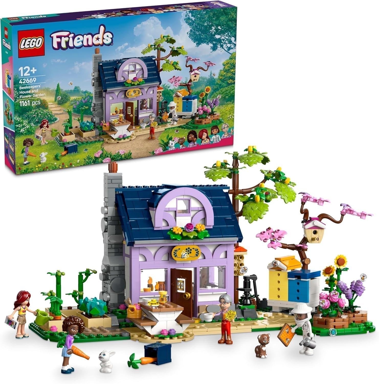 LEGO Friends House And Flower Garden Biodlaren, byggset, naturlekset, present till tjejer 12+, byggbart modellset, 4 minifigurer och djurfigurer, katt och kanin 42669 Byggset Besuche den LEGO-Store Standardtitel