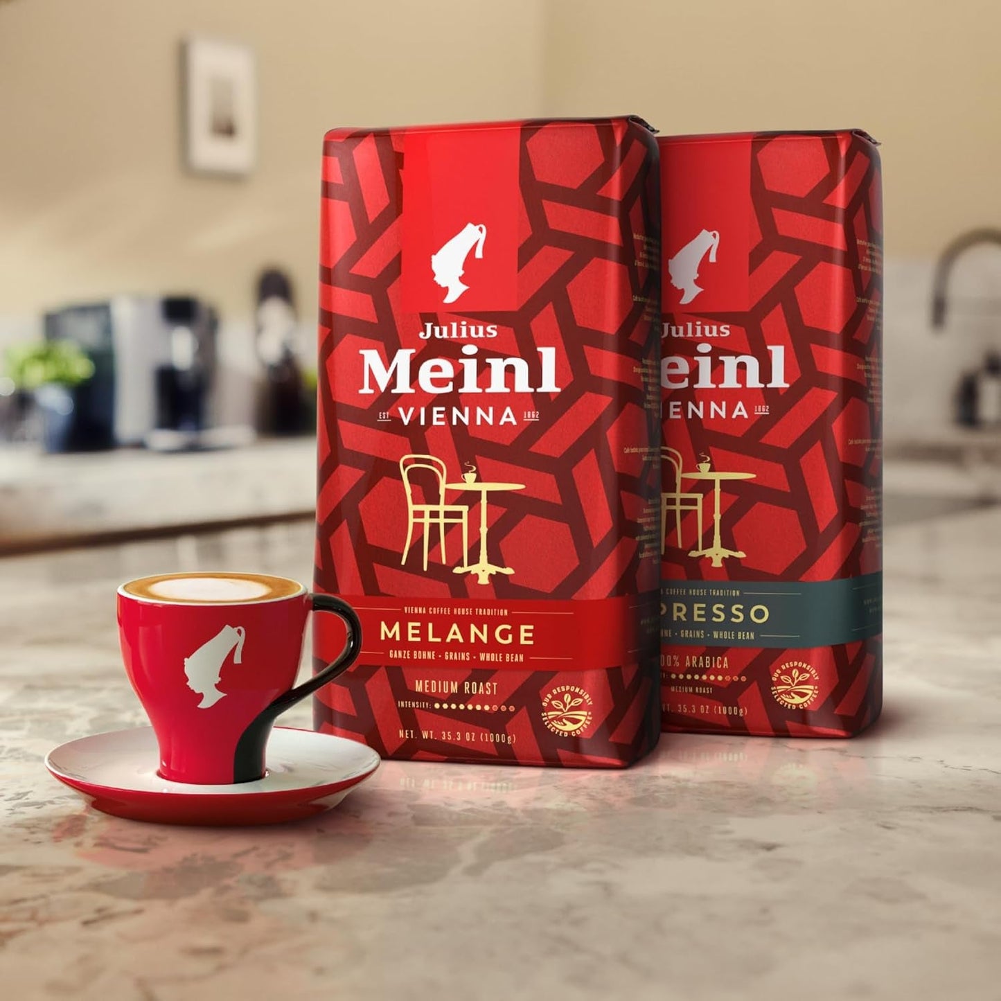 Vienna Melange - 500g fullkorn | Klassisk wienerkaffeblandning | Aromatiskt kaffe erhållet från 100 % Arabicabönor Idealisk för helautomatiska kaffemaskiner och espressomaskiner