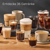 Siemens EQ700 helautomatisk espressomaskin, stor TFT-färgskärm, 36 varma och kalla drycker, kallbryggning, 2 kopparfunktion, appkontroll, automatiskt rengöringssystem, svart rostfritt stål, TQ717D03