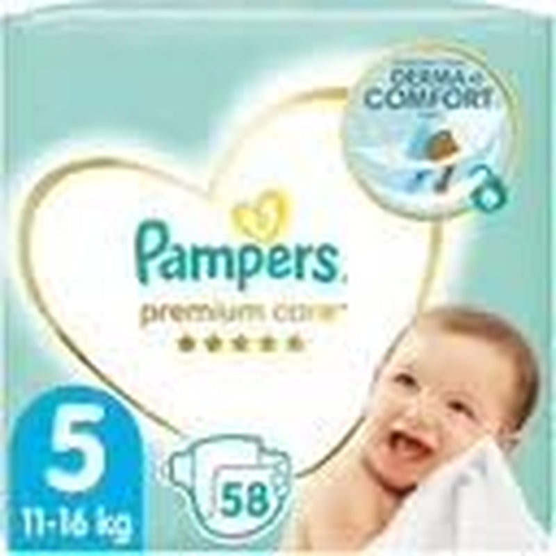 Pampers blöjor storlek 5 (11-16 kg), premium care blöjor, 58 st, optimal komfort och skydd för känslig hud från Pampers
