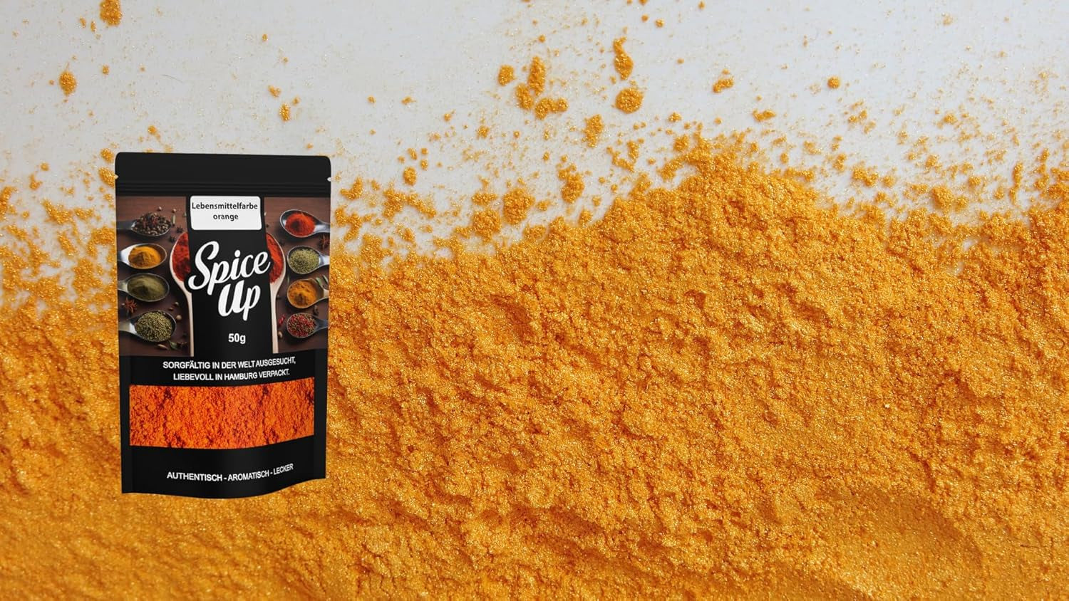 Piffa upp Orange matfärgning 50G – Orange matfärgning 50G – Ljusfärgad pulver för kök och bakidéer – För efterrätter, drycker, curryrätter och kreativa dekorationer – Vegansk och inga konstgjorda tillsatser