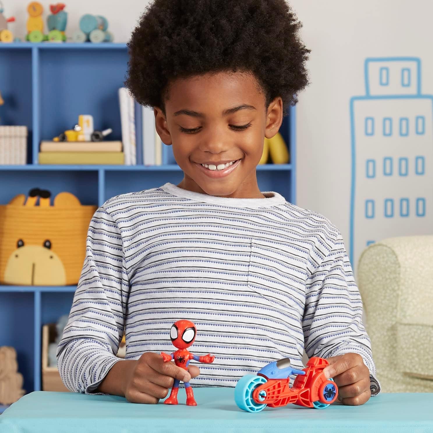 SPIDEY och HANS FANTASTISKA VÄNNER Marvel Spidey Motorcykelfigurleksak för pojkar och flickor från 3 år och uppåt Actionfigurer Naty Shop