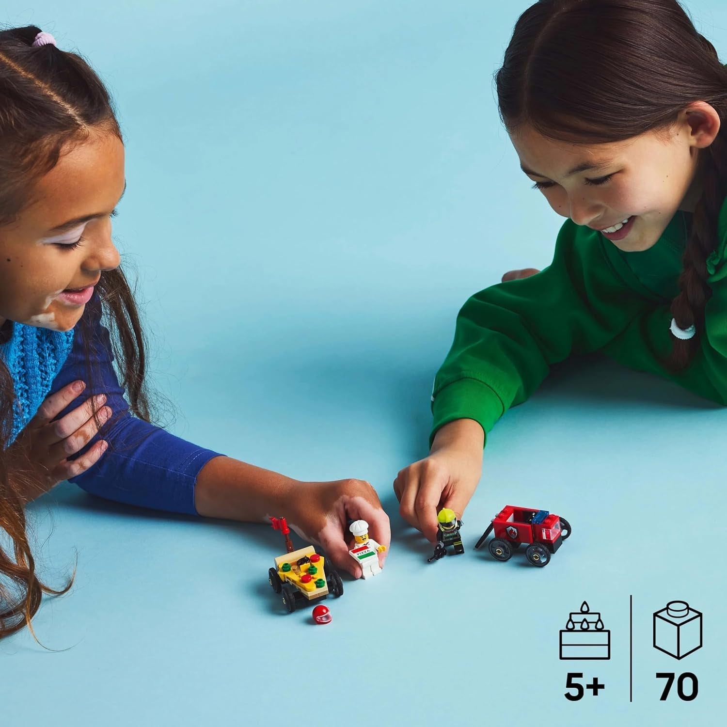 LEGO City Pizza Delivery Van Vs. Pizzabil - Tvållåda leksak för flickor och pojkar från 5 år - Byggset med 2 förarminifigurer - Födelsedags- och semesterpresent 60458 Byggset Besuche den LEGO-Store