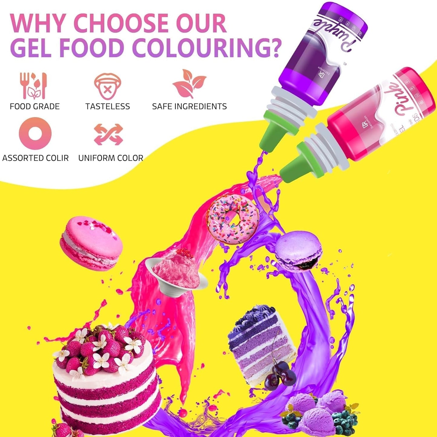 Gel matfärgning - 120 g koncentrerad matfärg för tårtdekorering, bakning, kakor, macarons - Sockerfri matfärg för drycker, tårtdekorering, DIY-slime, påskägg (vitt)