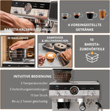 Krups Precision manuell espressomaskin med portafilter och kvarn, barista kaffemaskin med intuitiv kontrollpanel, förinfusionsinställningar, espressomaskin med ångmunstycke, snabb uppvärmning, XP801T10