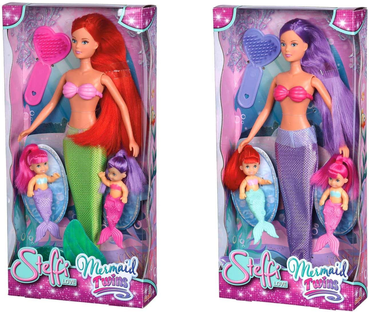 Simba 105734162001 105734162 - Steffi Love The Twin Mermaids / två varianter / Steffi som sjöjungfru / med två små sjöjungfrur / modedocka / 29 cm, för barn från 3 år och uppåt