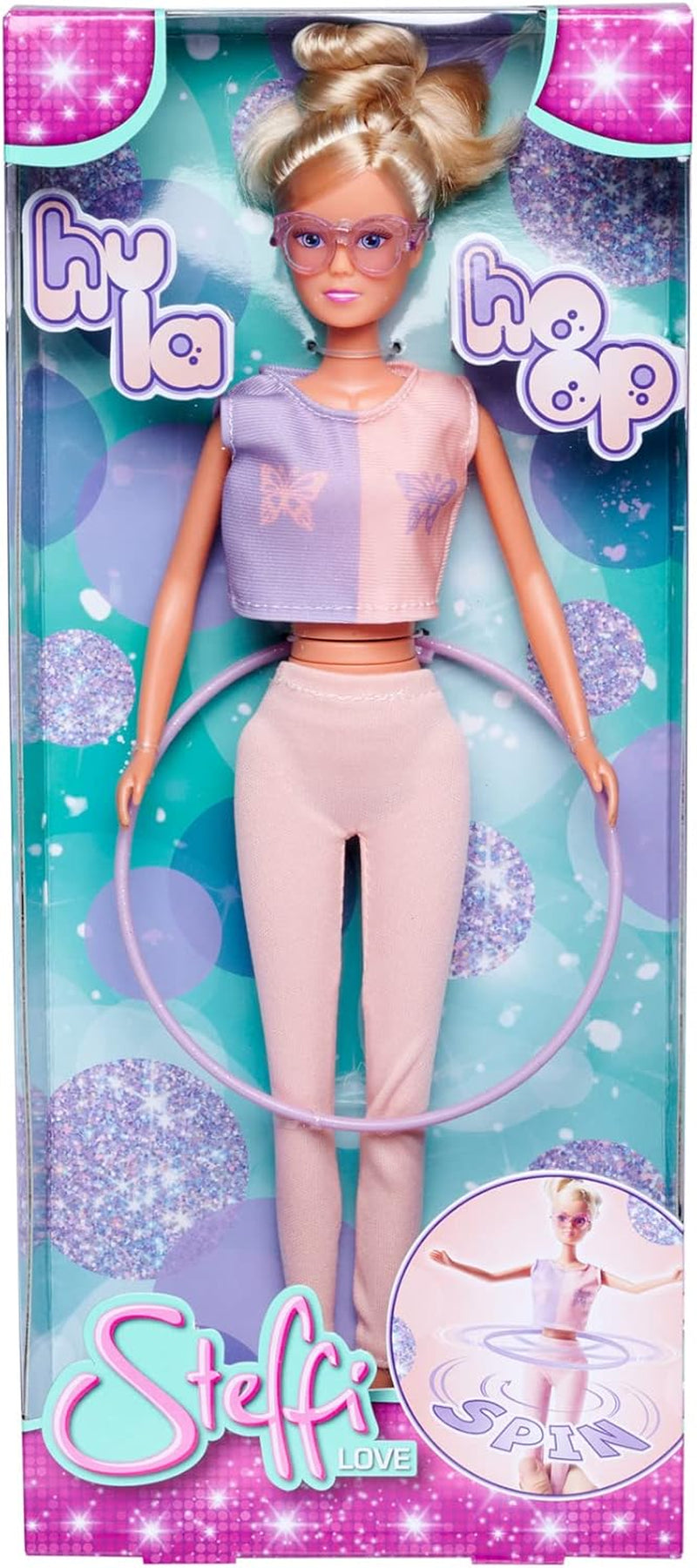 Simba 105733619 - Steffi Love Hula Hoop, leksaksdocka med sportoutfit, Hula Hoop och mekanisk funktion, 29 cm, åldrar 3+
