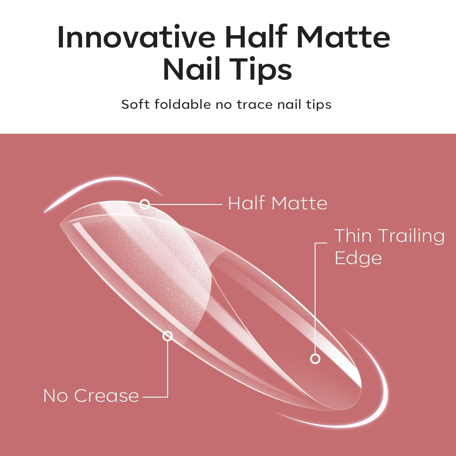 Modelones Nail Tips 510 Pieces - Heltäckande Nail Tips Set, Gel Tips Set, Pre-Polish PMMA Resin Nail Tips, Konstgjorda naglar för lim på Nail Art DIY, Short Squoval