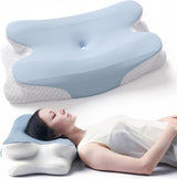 RUMMY Ergonomisk Memory Foam Nackstödskudde med avtagbart tvättbart överdrag för sido- och magsliprar (grå) Cervikala ortopediska kuddar Naty Shop Blue
