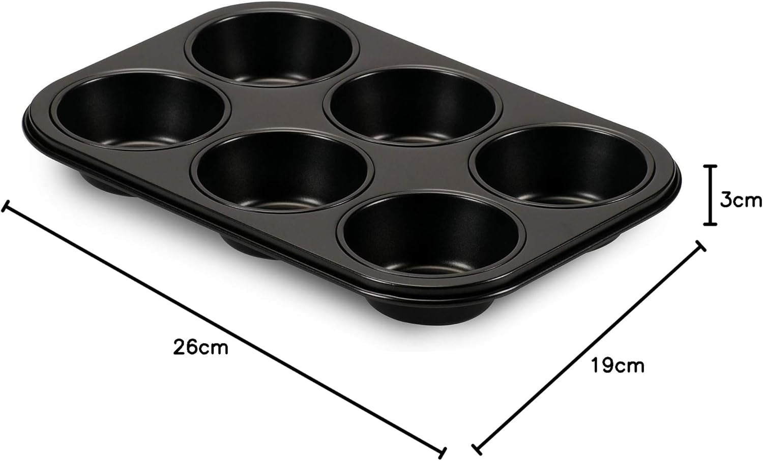 , Forma 6 muffins 18,5x27cm, svarta Formar och plåtar för bakning Naty Shop