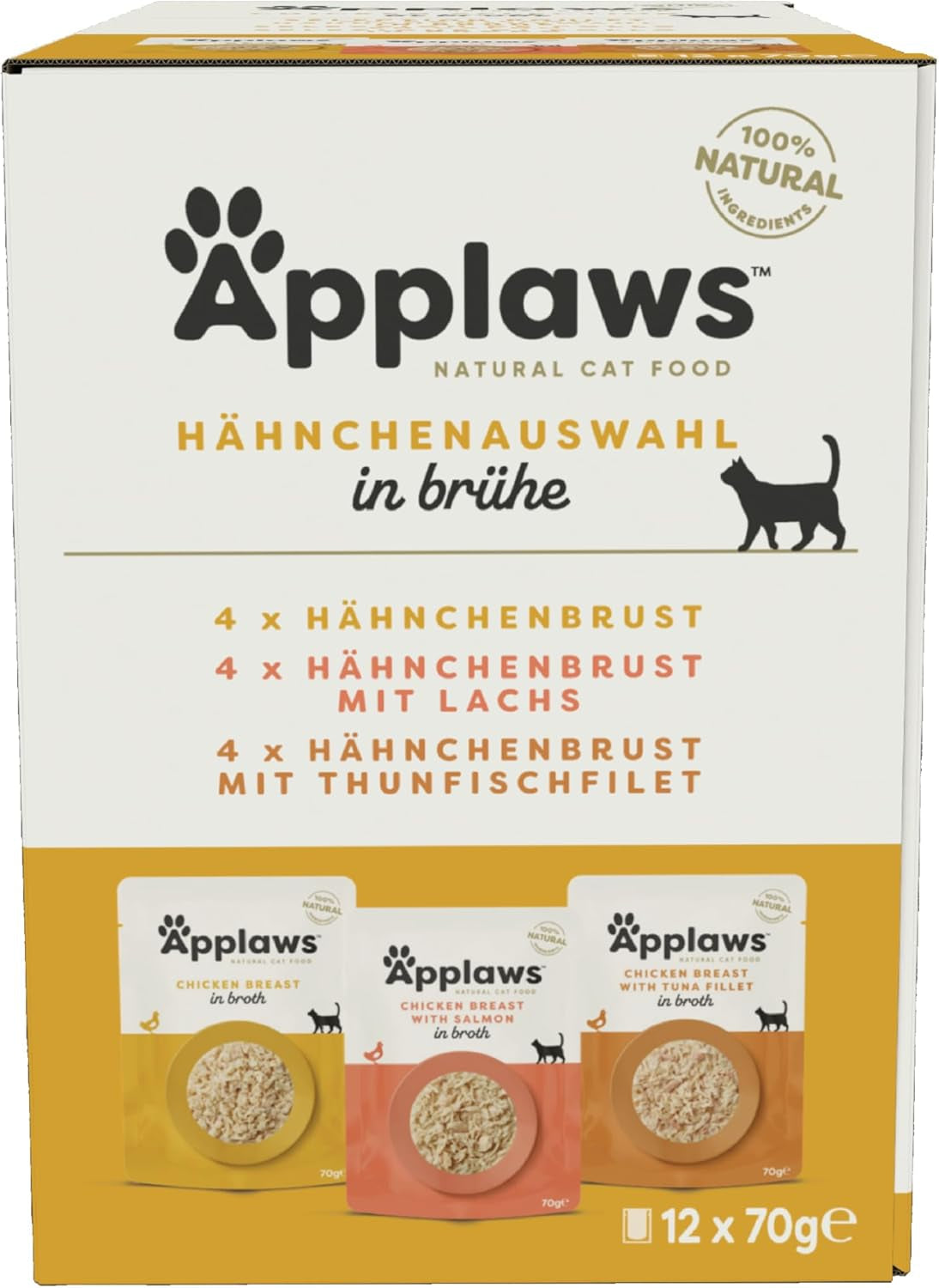 Applaws Natural Wet Cat Food påsar Multipack Kycklingbuljong urval - 12 påsar x 70 g