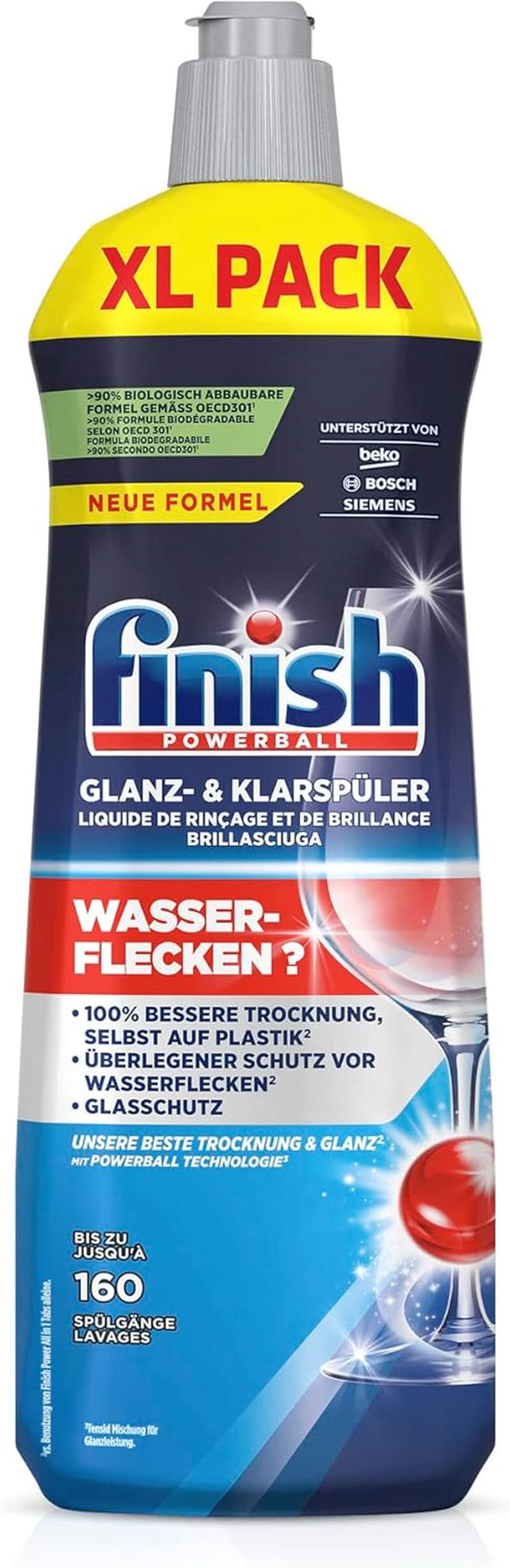 Finish Shine & Rinse Aid - För glänsande och torr disk utan vattenfläckar - Megapack 800 ml (3-pack) Naty Shop