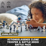 LEGO Star Wars 75372 Clone Trooper & Battle Droid Battle Pack, inkl. 4 minifigurer, 5 droider och speedermotorcykel med shooter - Byggleksak för pojkar och flickor i åldern 7+ Byggset Besuche den LEGO-Store