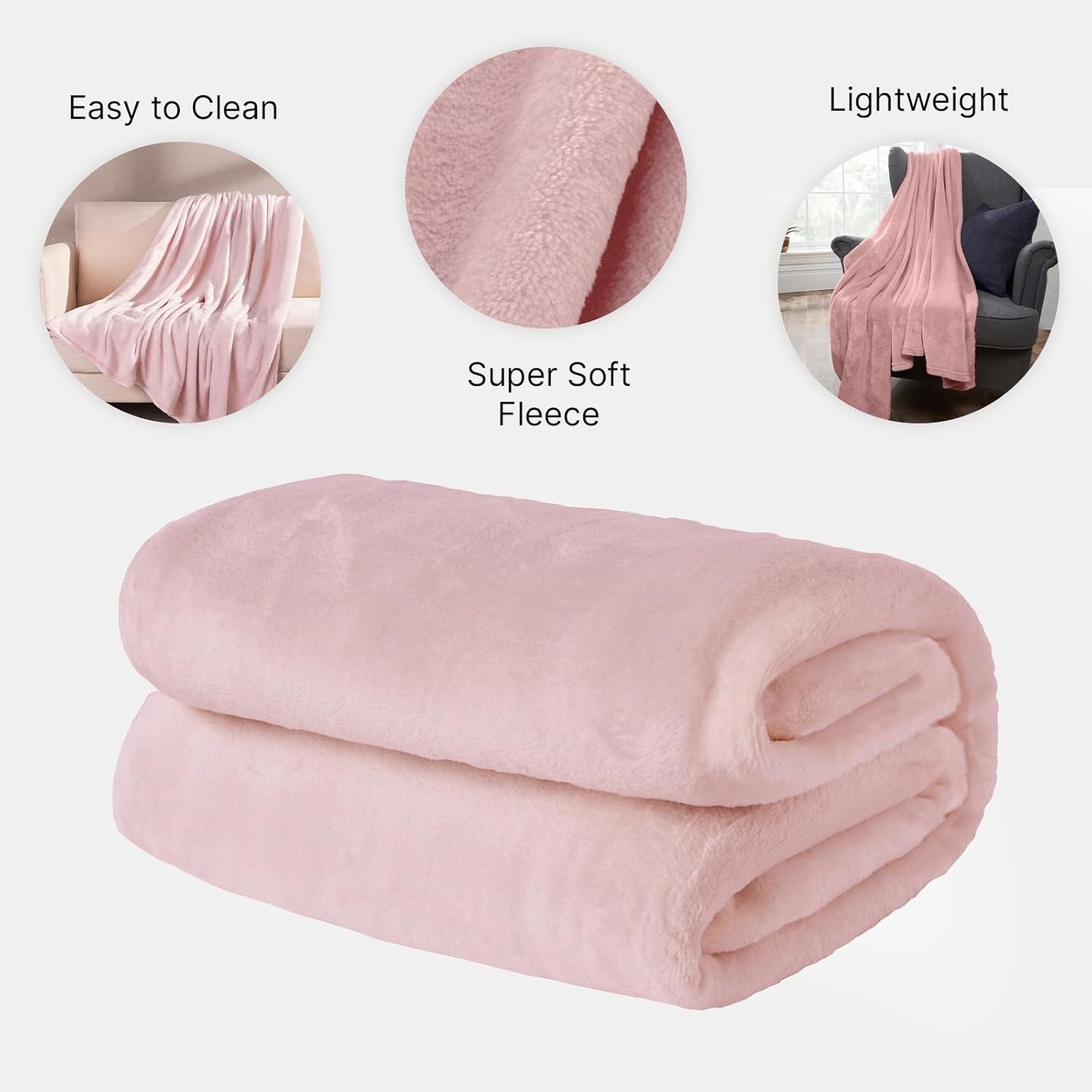 Brentfords flanellfleecefilt, extra mjuk, stor, fluffig, varm, överkast i sovrummet, enkelsäng, soffa, soffa, rödrosa - 120 X 150 cm sängar och filtar Beuche den Brentfords-Store