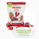 FRECHE FREUNDE Ekologiska jordgubbschips, frystorkade fruktchips, naturlig skivad torkad frukt utan tillsatt socker, vegan, laktosfri, glutenfri, paket med 12 (12 x 12g)