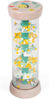 Janod - Wooden Rainmaker - Pure Collection - Leksak för spädbarn och småbarn - Utveckling av finmotorik Visuell och akustisk stimulering - Vattenbaserad färg - Från 6 månader, J05193 Baby Toys Naty Shop