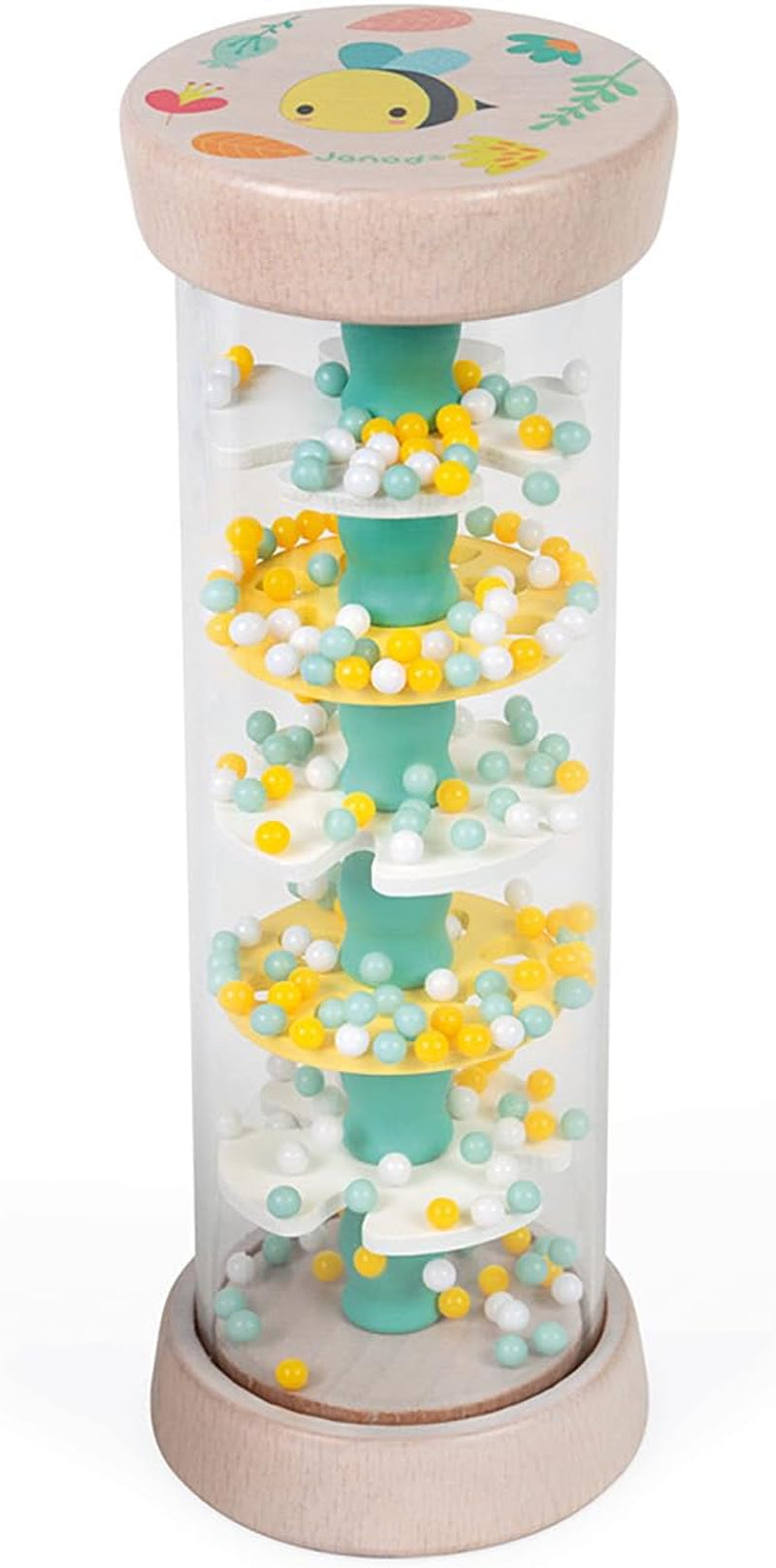 Janod - Wooden Rainmaker - Pure Collection - Leksak för spädbarn och småbarn - Utveckling av finmotorik Visuell och akustisk stimulering - Vattenbaserad färg - Från 6 månader, J05193 Baby Toys Naty Shop