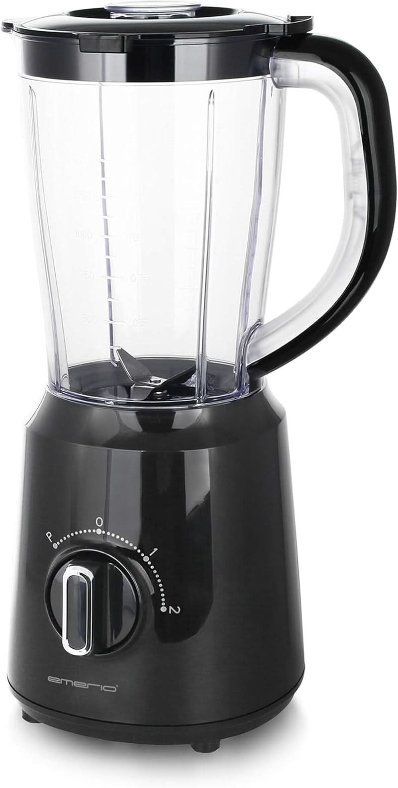 Emerio Standmixer BPA Frei Crush Ice Funktion 1.5L Behåller 2 Geschwindigkeiten + Pulse Funktion Messeinheit Aus Edelstahl Sicherheitsschalter Geschirrspülgeeignet 500 Watt BL-12816.8 Schwarz Bucatarie Naty Shop