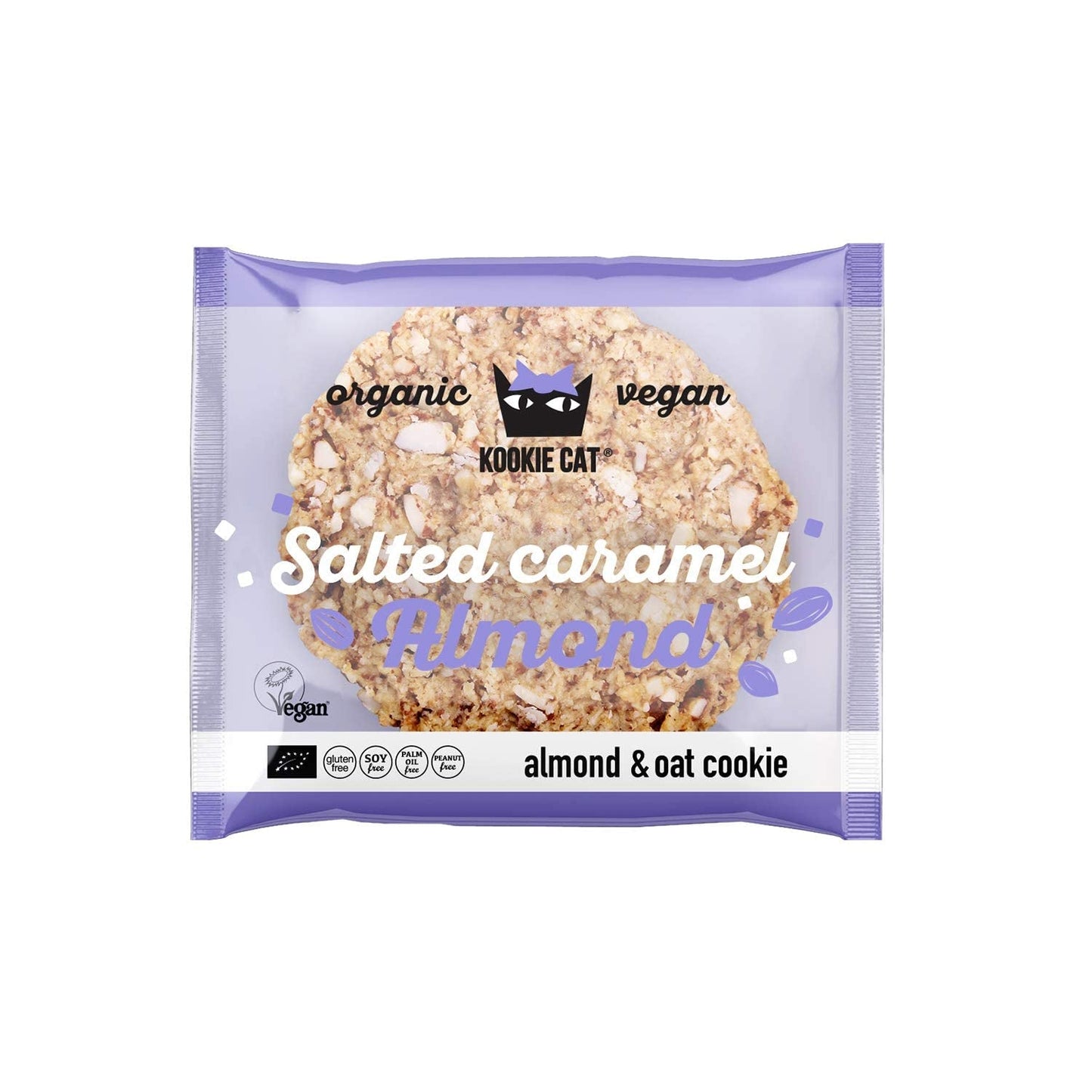 Veganska saltade karamellmandelkakor - individuellt förpackade glutenfria sojafria ekologiska mandelhavre - 12 x 50 g multipack (förpackning med 2)