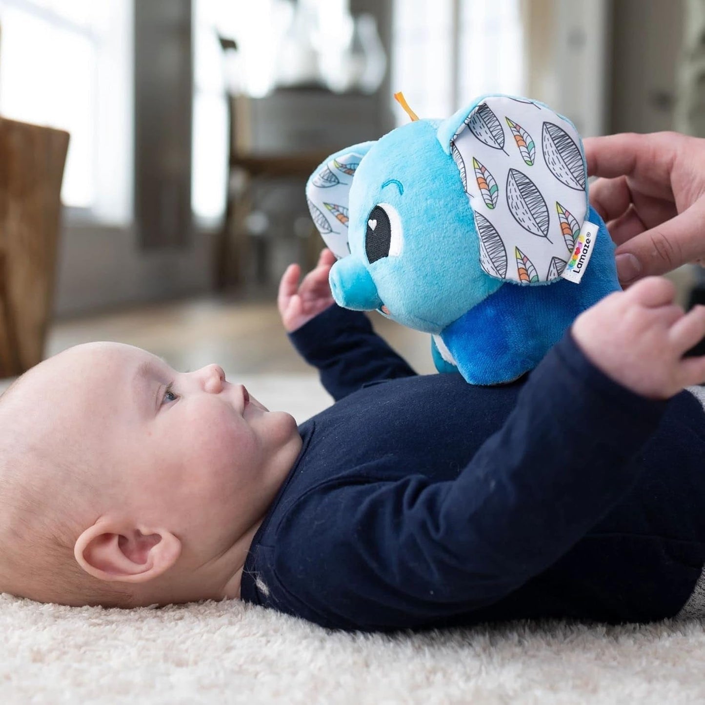 LAMAZE Elephant Puffaboo, nyfödd leksak, sensorisk babyleksak, present till nyblivna föräldrar, utvecklingsleksak för 3 månader pojkar och flickor, L27467 Babyleksaker Naty Shop