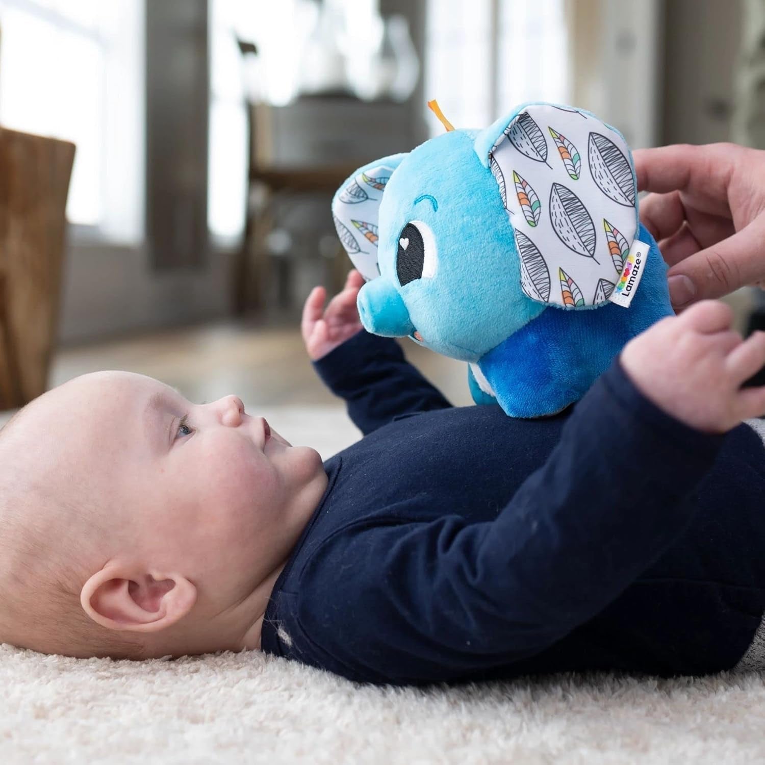 LAMAZE Elephant Puffaboo, nyfödd leksak, sensorisk babyleksak, present till nyblivna föräldrar, utvecklingsleksak för 3 månader pojkar och flickor, L27467 Babyleksaker Naty Shop