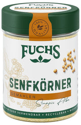 Fuchs Gewürze - Senfkörner gemahlen - für die Zubereitung von Rubs, zum Verfeinern von Suppen und Saucen - naturliga ingredienser - 45 g i wiederverwendbarer, recyclebarer Dos