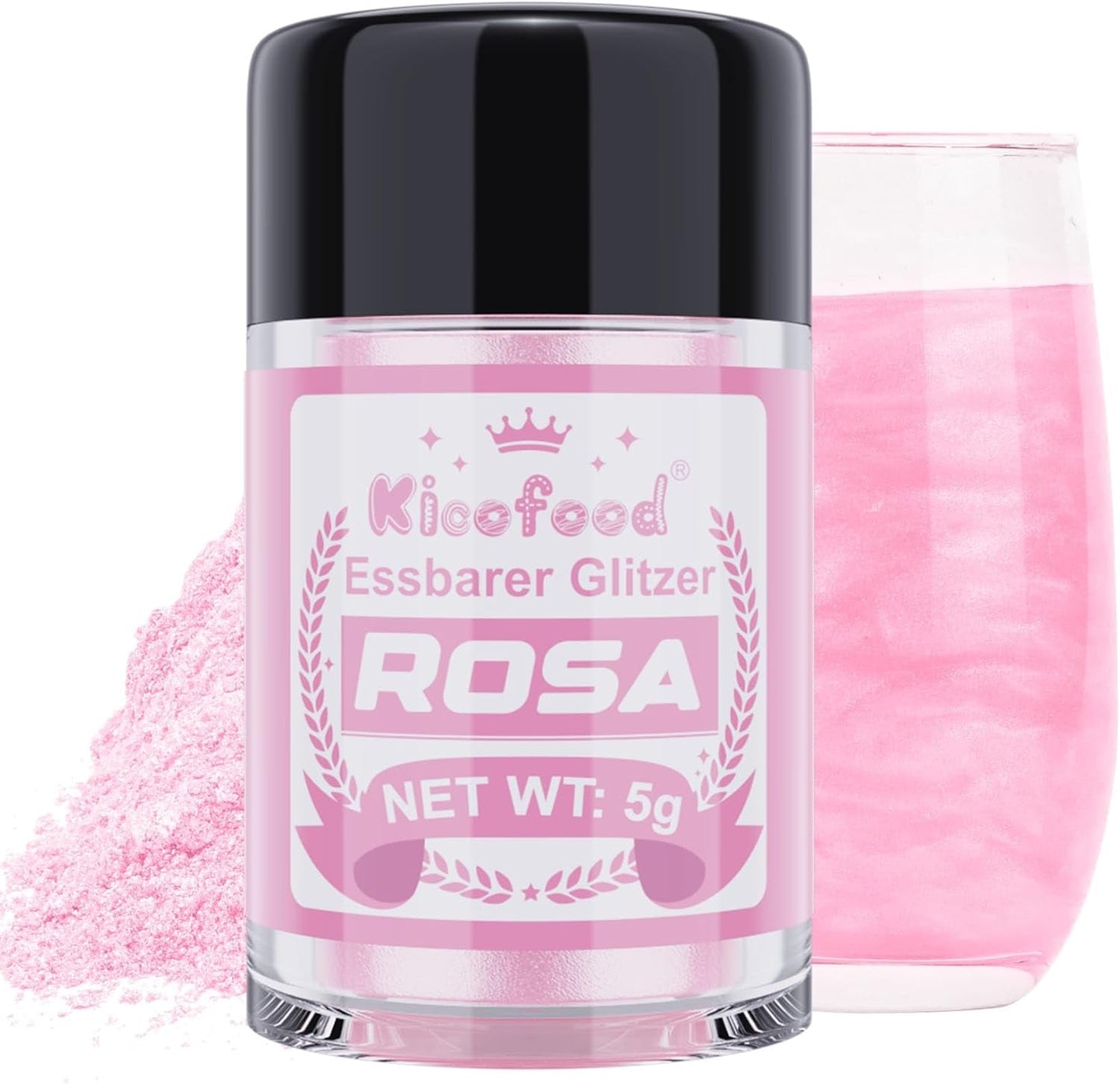 Kicofood, ätbart glitter, 5 gram, olika färger Glitter Naty Shop Pink