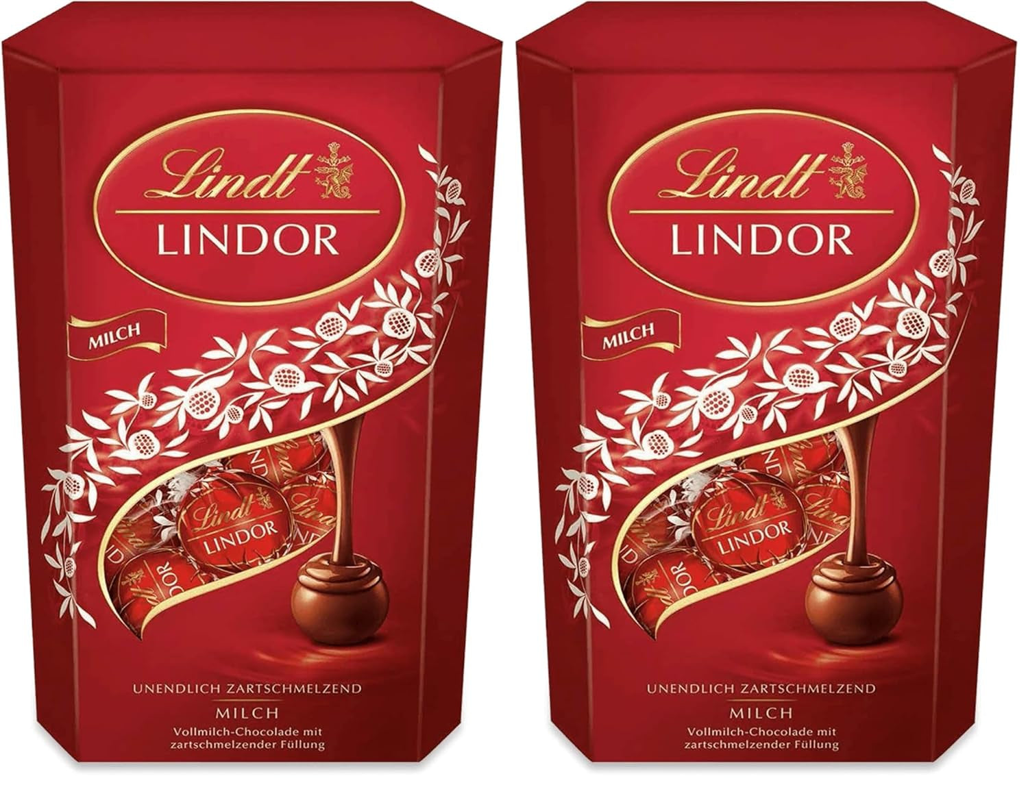 Lindt Choklad | Mjölkchokladstrut LINDOR | 500g | 38 Mjölkchokladbollar med Smält-i-munnen fyllning | Choklad present