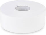 Quicky Jumbo 2-lagers toalettpapper, 25 cm Ø, ljus vit, präglad med fina prickar, 6 rullar - absorberande och rivtåligt för maximal hygien, perfekt för offentliga institutioner och industri