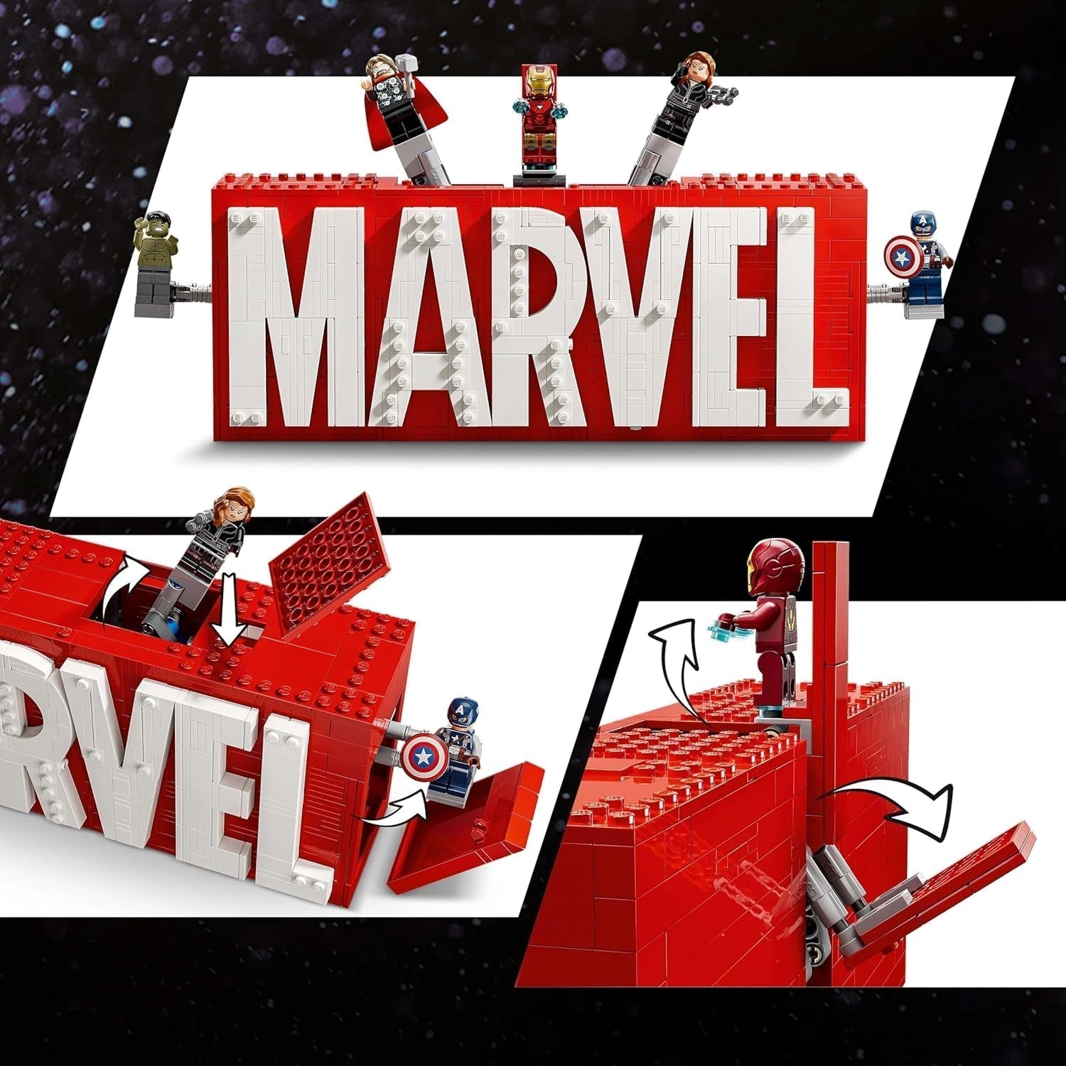 LEGO Marvel: Marvel-logotyp och minifigurer - Hulk, Thor, Iron Man, Black Widow och Captain America samlingsset - Avengers figurbyggeset - Present för pojkar och flickor från 12 år och uppåt 76313 Byggset Beuche den LEGO-Store