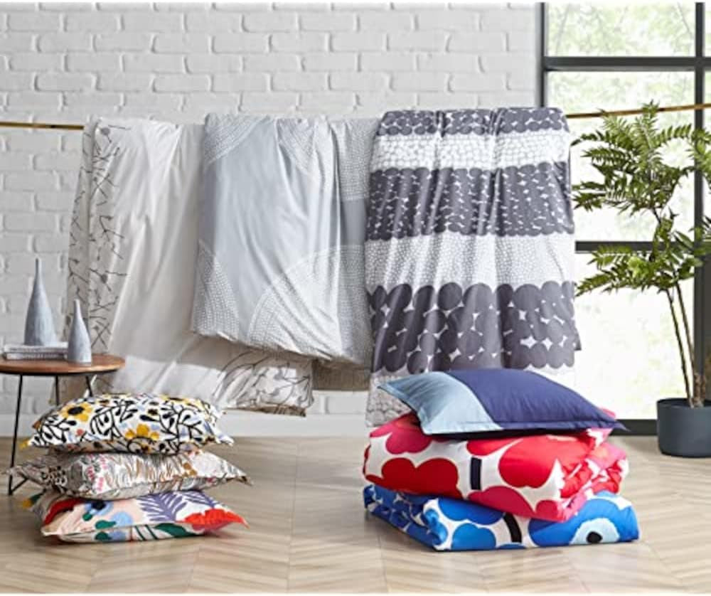 MARIMEKKO Queen Sängkläder Set, Bomull Percale Sängkläder med matchande örngott, Heminredning året runt (Pieni Letto, Flerfärgad, Queen size-säng) Naty Shop Täcken och täcken